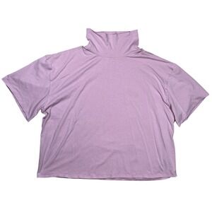 Lululemon Women's Pink Peony Relaxed Fit Cotton Blend Turtleneck Tee Size L